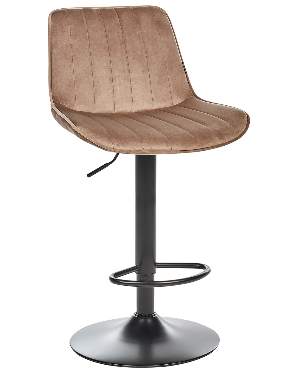Set of 2 Bar Chairs DUBROVNIK Swivel Velvet Light Brown_915942