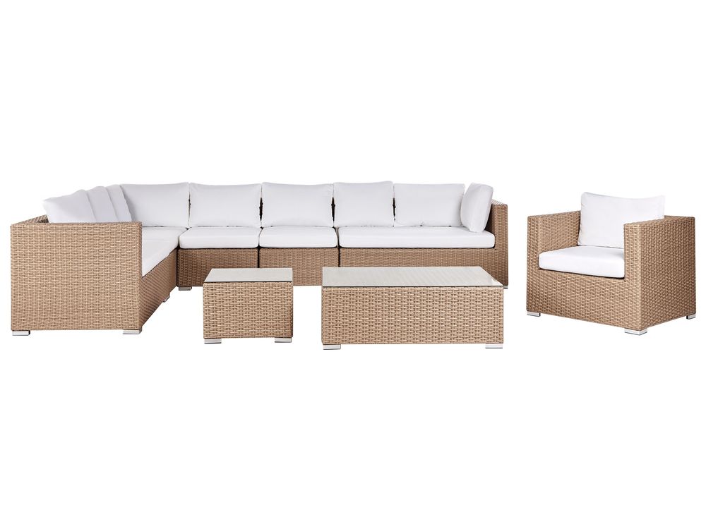 Garden Lounge Set with Table 8 Seater XXL Modular PE Rattan Beige Right Hand