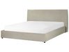 Zamatová posteľ s úložným priestorom 180 x 200 cm sivobéžová LAVAUR_870927
