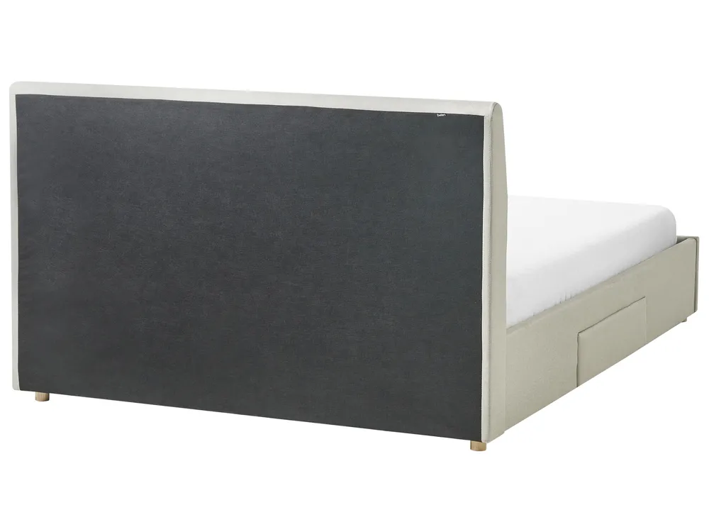 Lit avec tiroirs de rangement SOUTRIN Tissu Beige 160 x 200 cm_993427