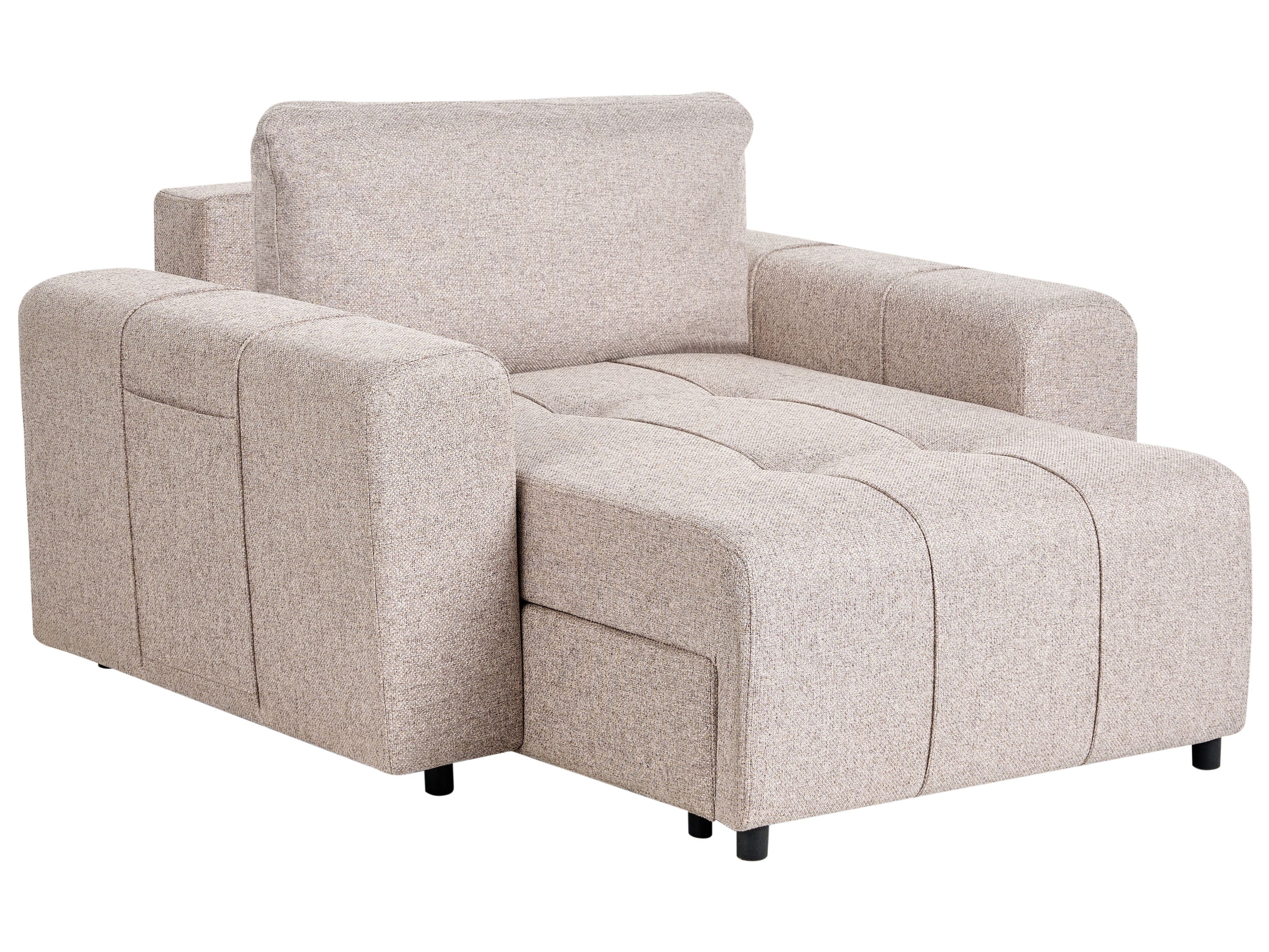 Chaise Longue INNVIK Fabric Light Brown with Storage | Beliani.co.uk