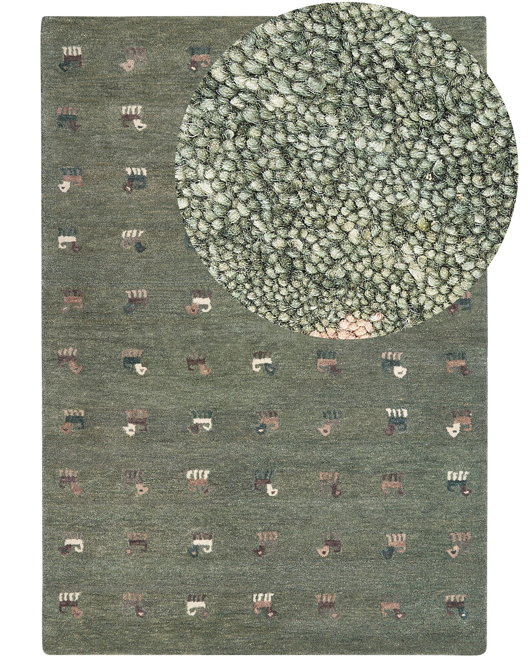 Gabbeh gulvtæppe grøn uld 160 x 230 cm KIZARLI_855512