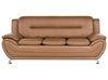 Sofa 3 Seater LEIRA Faux Leather Golden Brown