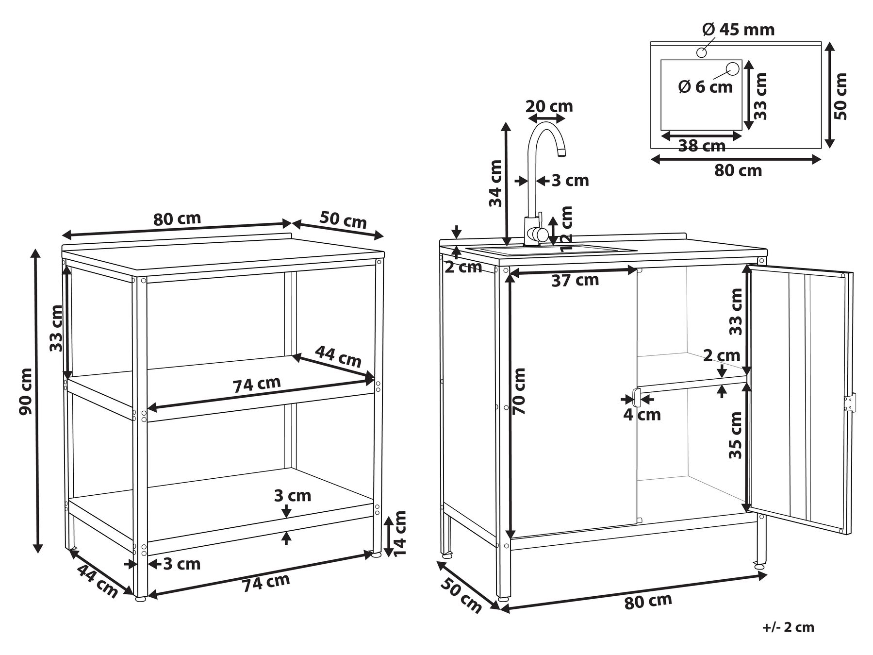 Садовая кухня из 2 предметов с мойкой черного цвета VILAMA_872545 Садовая кухня из 2 предметов с мойкой черного цвета VILAMA_872545