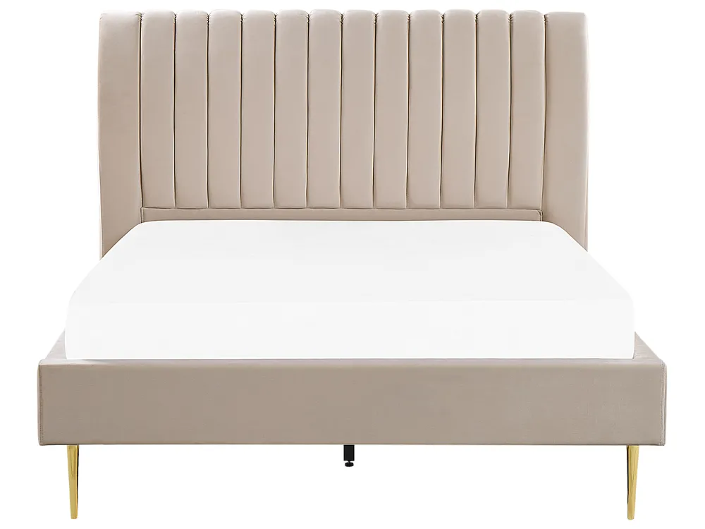 Bett mit Lattenrost Samtstoff MARVILLE 140 x 200 cm Beige_835970