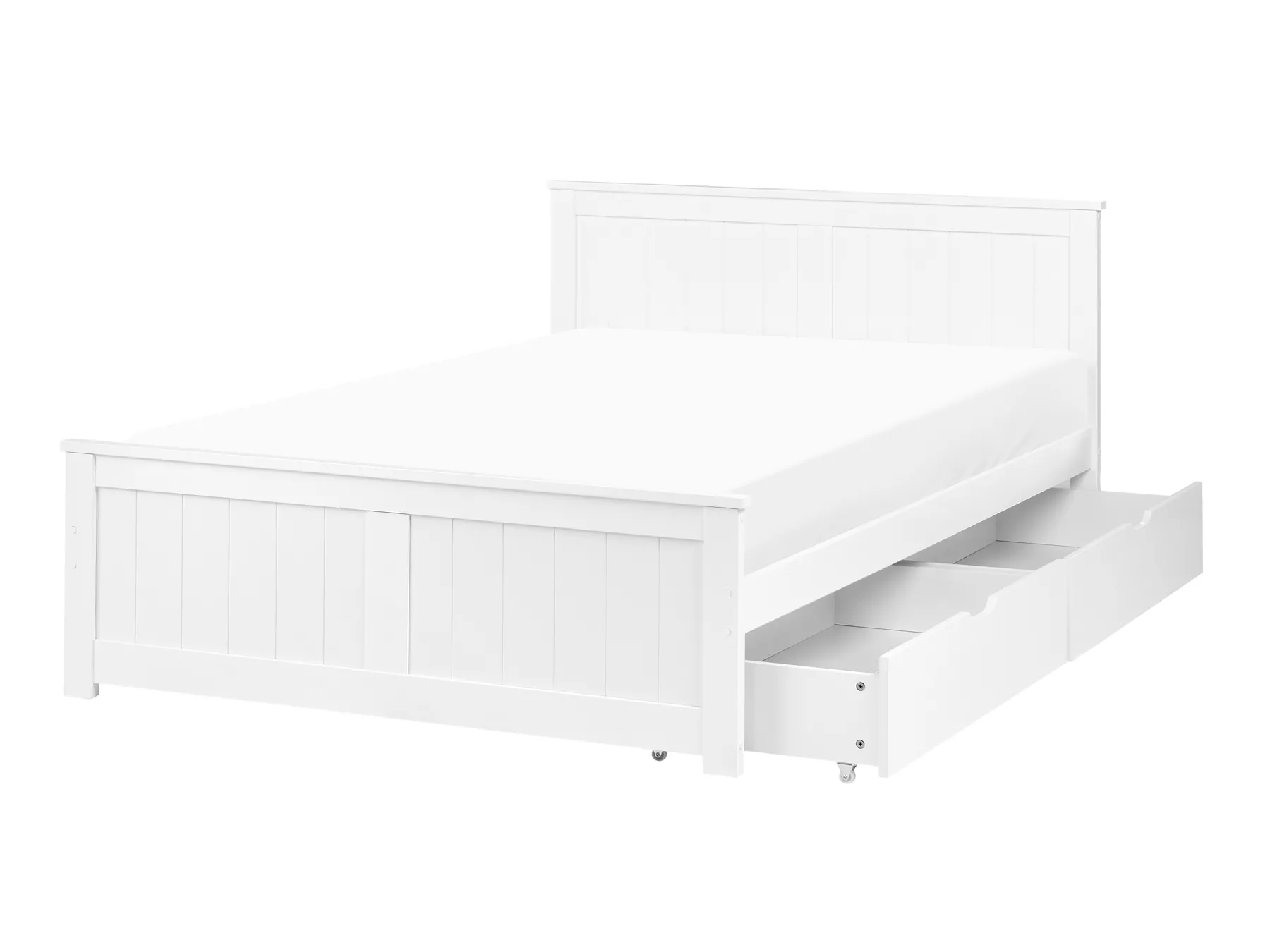 Bed with 2 Drawers SABRAN Pine Wood White 120 x 200 cm (EU Small Double)_1060876