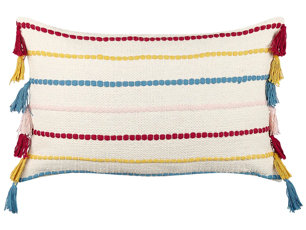 Cuscino in cotone ricamato con motivo a cuoricini beige 30 x 50 cm Gazania