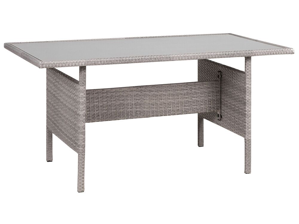 Stół ogrodowy VITERBO 145 cm 80 cm Szkło Jasnoszary