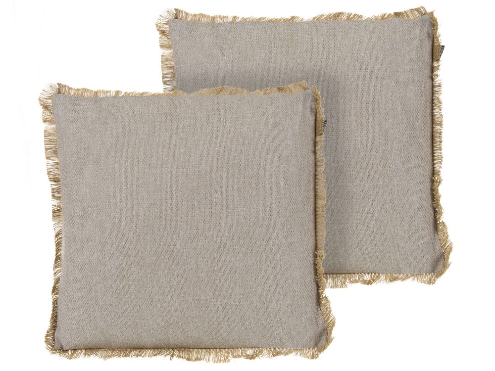 Set di 2 cuscini da esterno CASTANEA Tinta unita 45 x 45 cm Beige