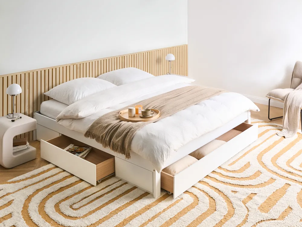 Bed with Storage Drawers without Headboard GIAT Wood White 180 x 200 cm (EU Super King)_1023332