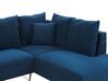 Left Hand Corduroy Corner Sofa Navy Blue LUNNER_784987