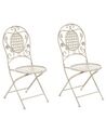Set of 2 Metal Garden Folding Chairs Off-White BIVIO_806678