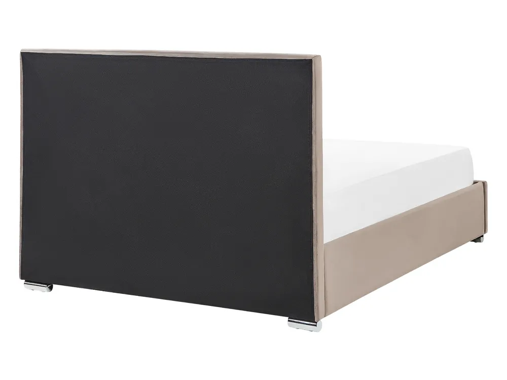 Bett mit Stauraum ROUEN Samtstoff Taupe 140 x 200 cm_843832