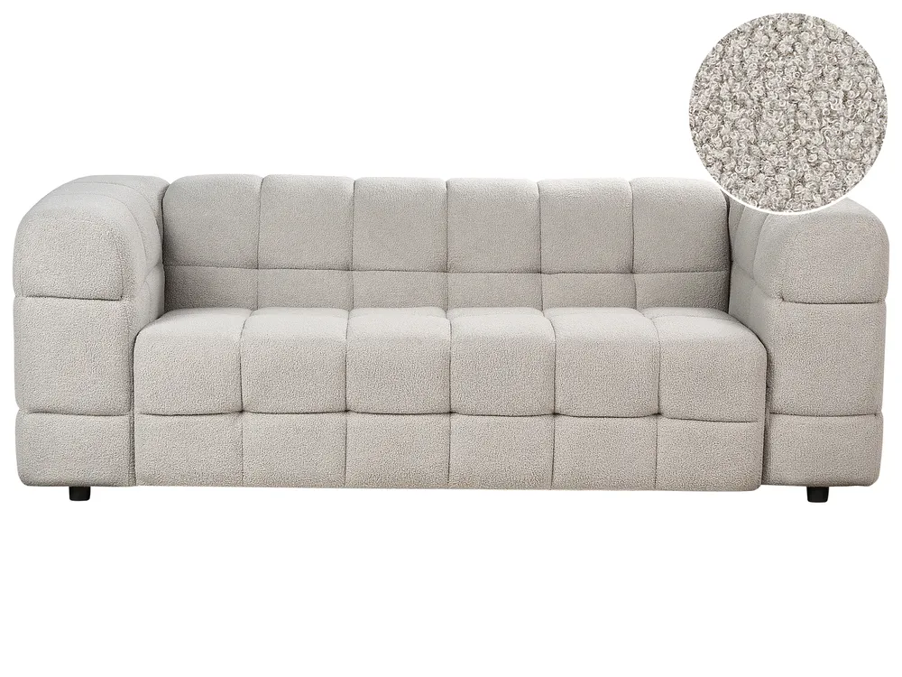 Sofa dla 3 osób MULLOLA Boucle Szary