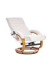 Massage Chair HERO with Footstool Fabric Light Beige_964731