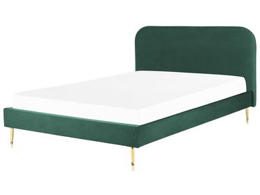 Sametová postel 180 x 200 cm zelená FLAYAT