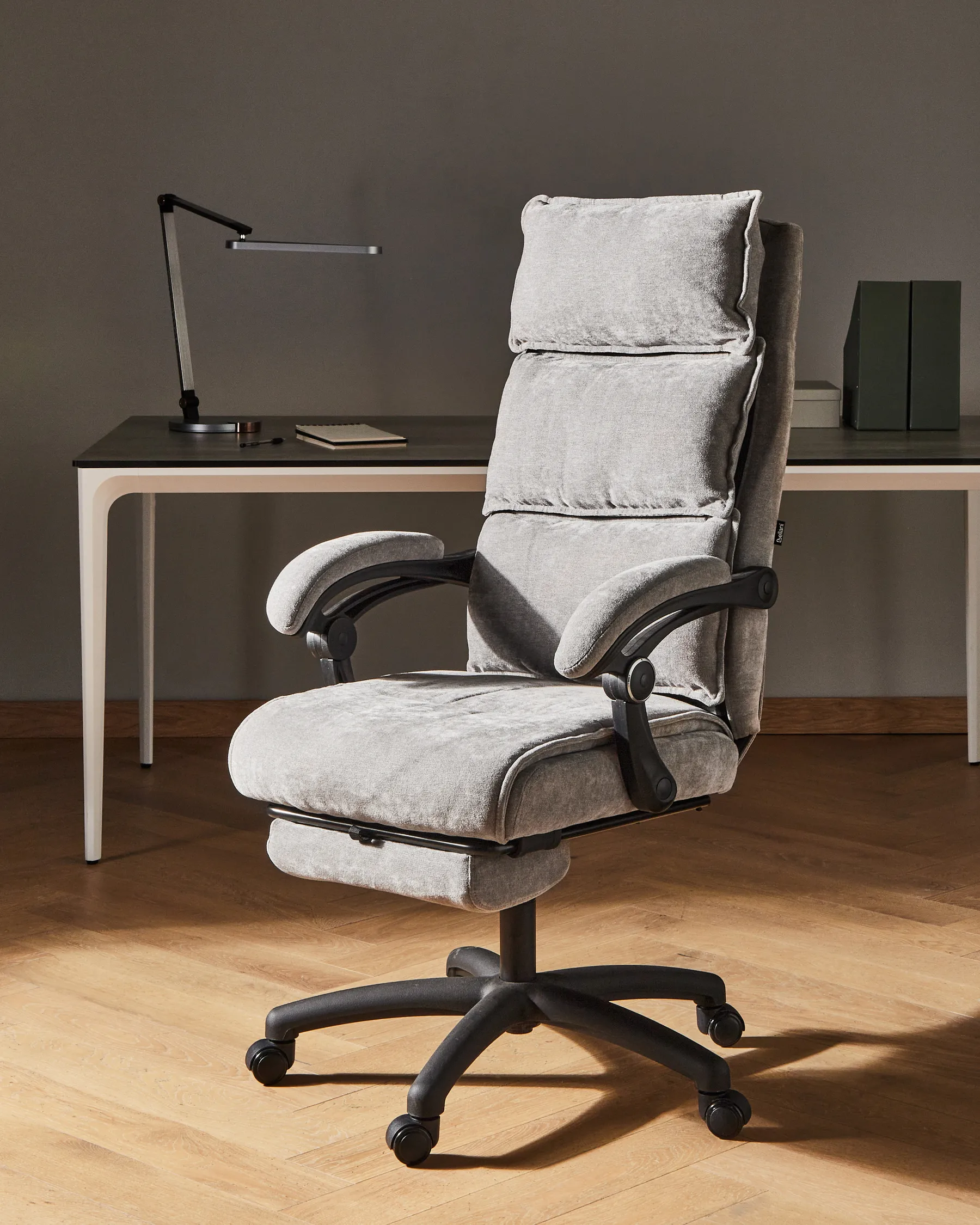 Executive Chair with Footrest EATON Chenille Grey_1009737