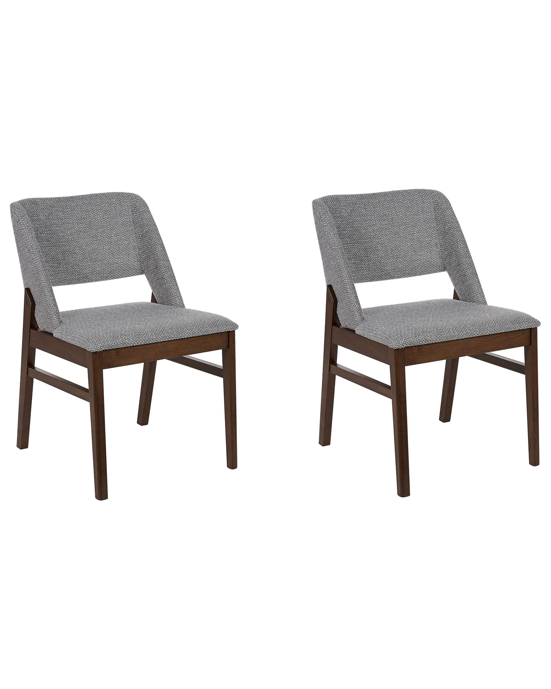 Sada 2 čalouněných jídelních židlí tmavé dřevo/ šedé BELLA_837777