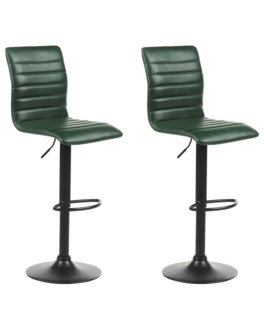 Set of Bar Chairs LUCERNE Faux Leather Swivel Dark Green