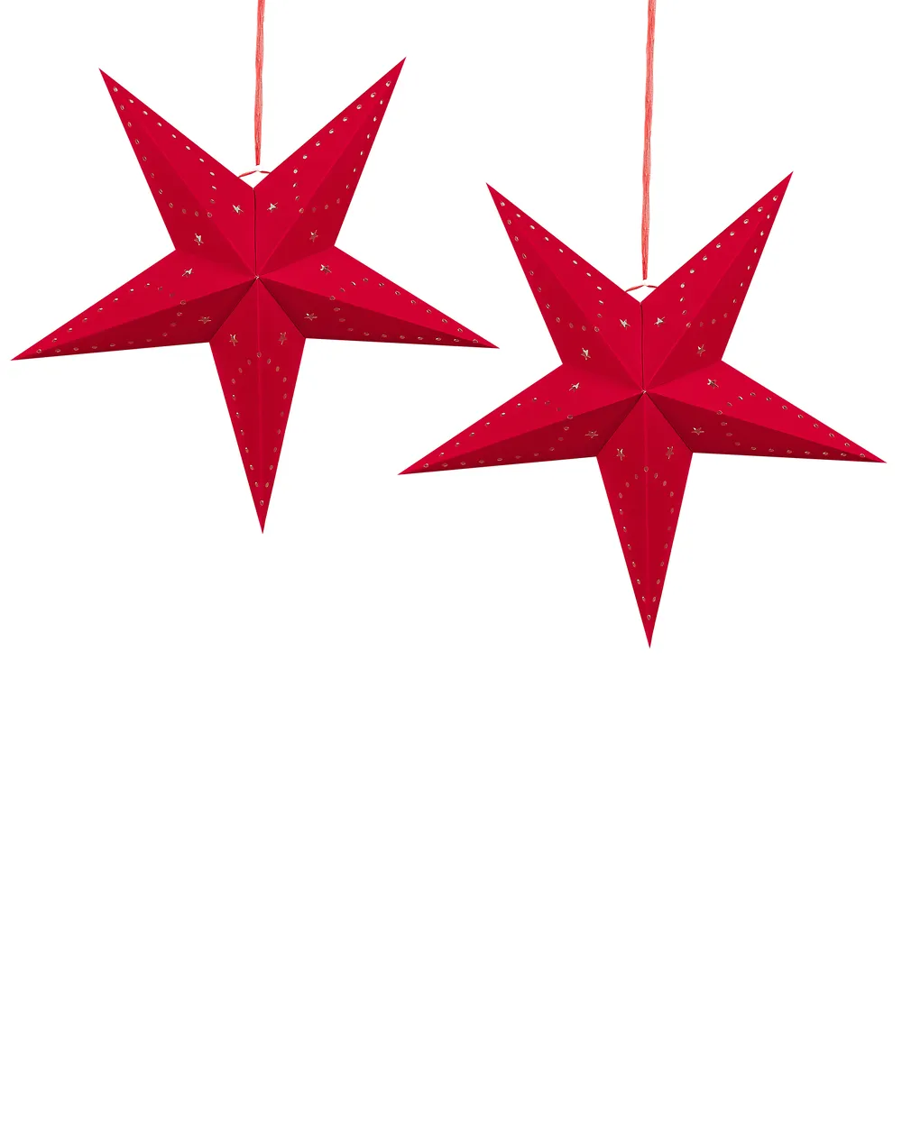 Set of 2 Hanging Decorations LED MOTTI 60 cm Star Red