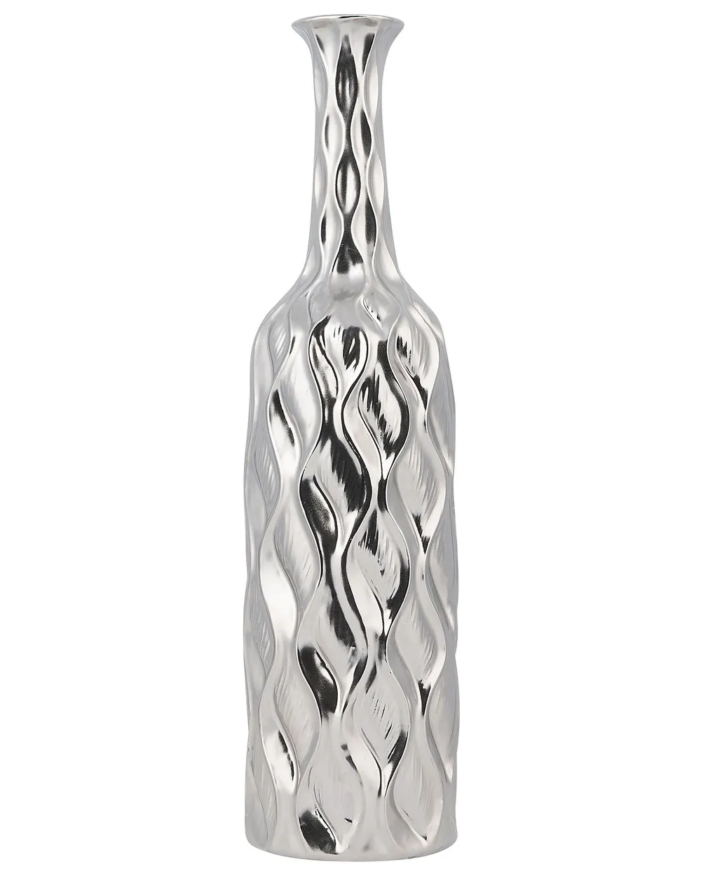 Vaso Decorativo In Gres Porcellanato Argento – Forma Irregolare 12x33 Cm