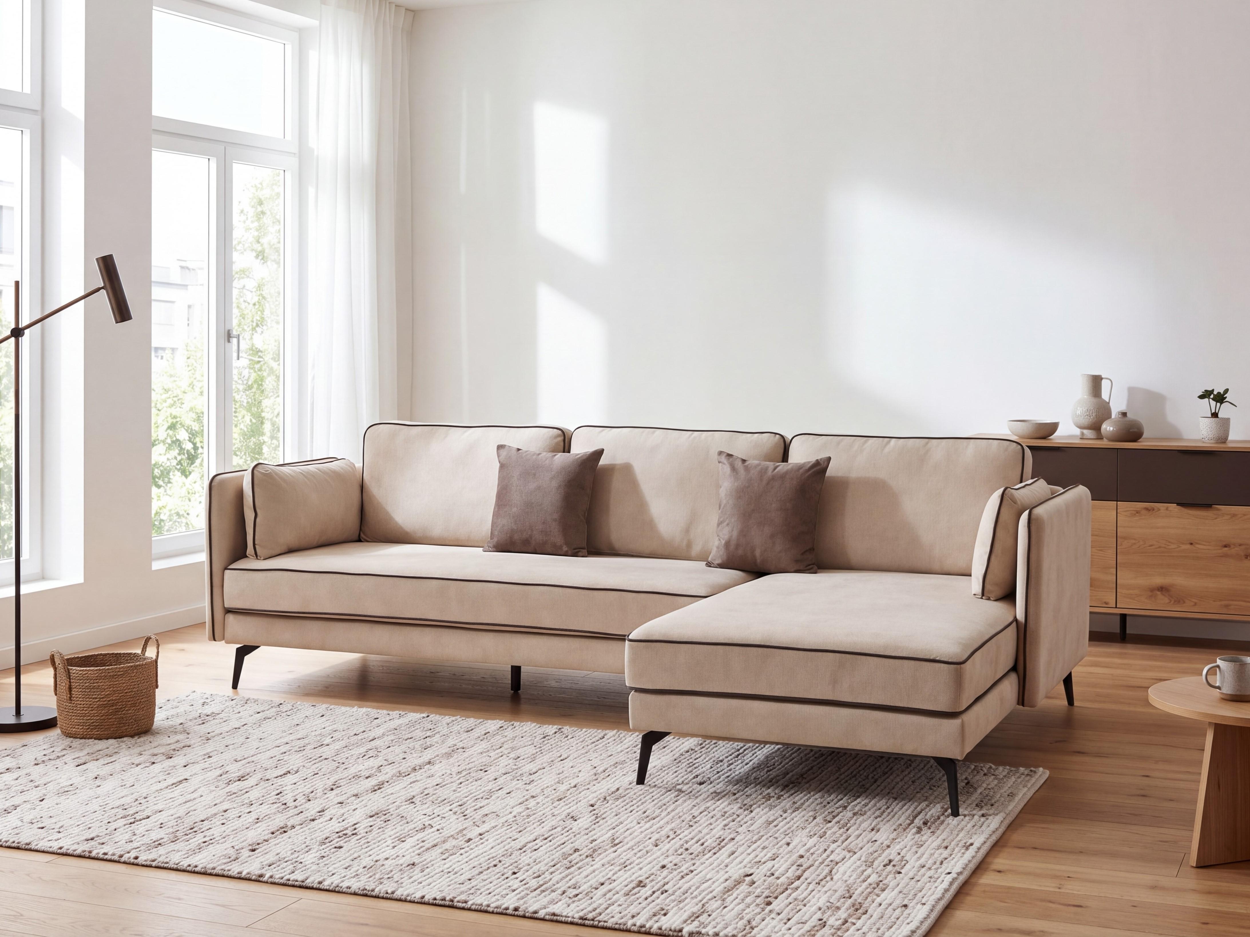 Corner Sofa ALTAN Velvet Beige Left Hand