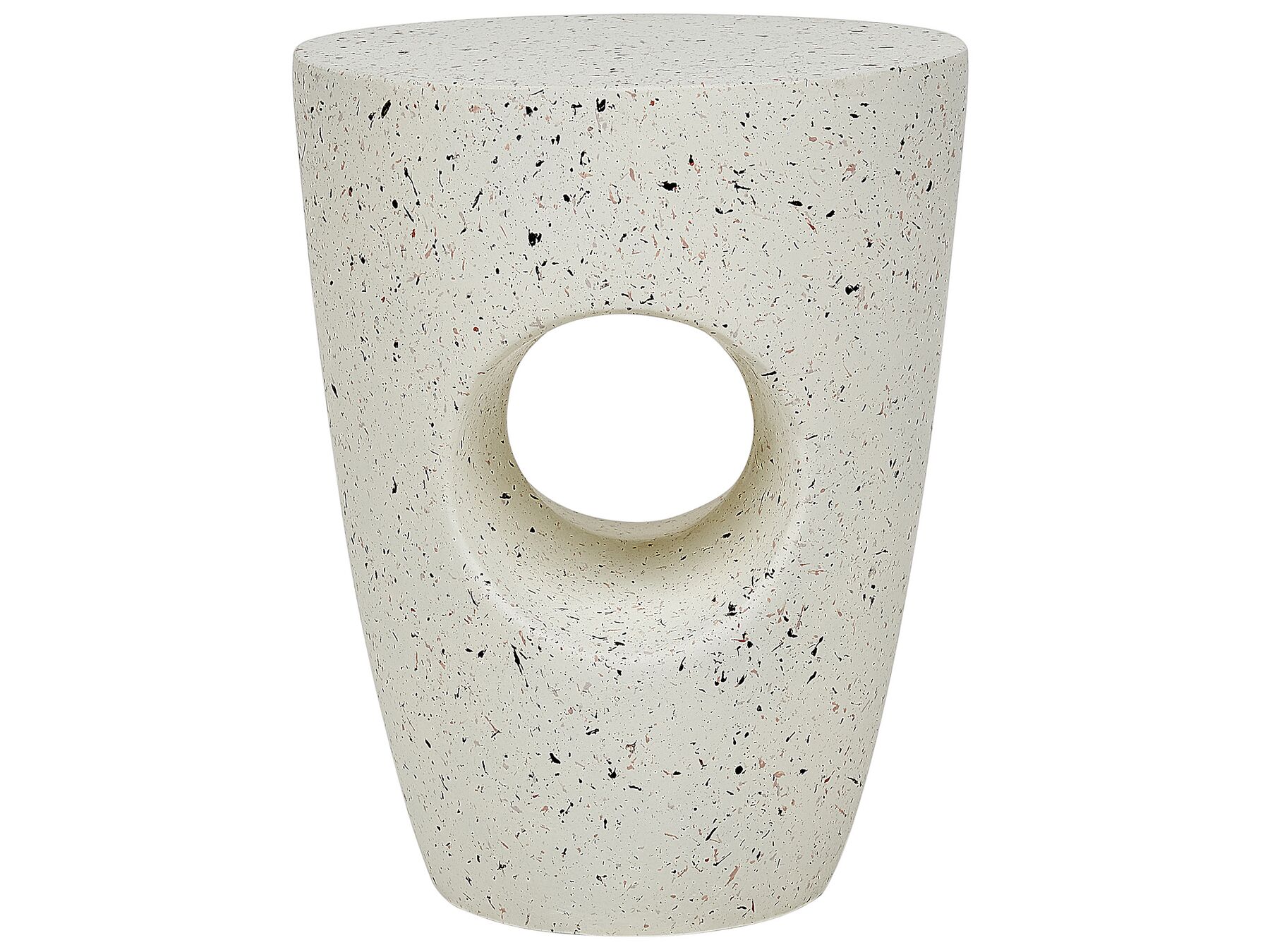Beisttelltisch Beton cremeweiss Terrazzo Optik rund ⌀ 37 cm EDOLO_873819