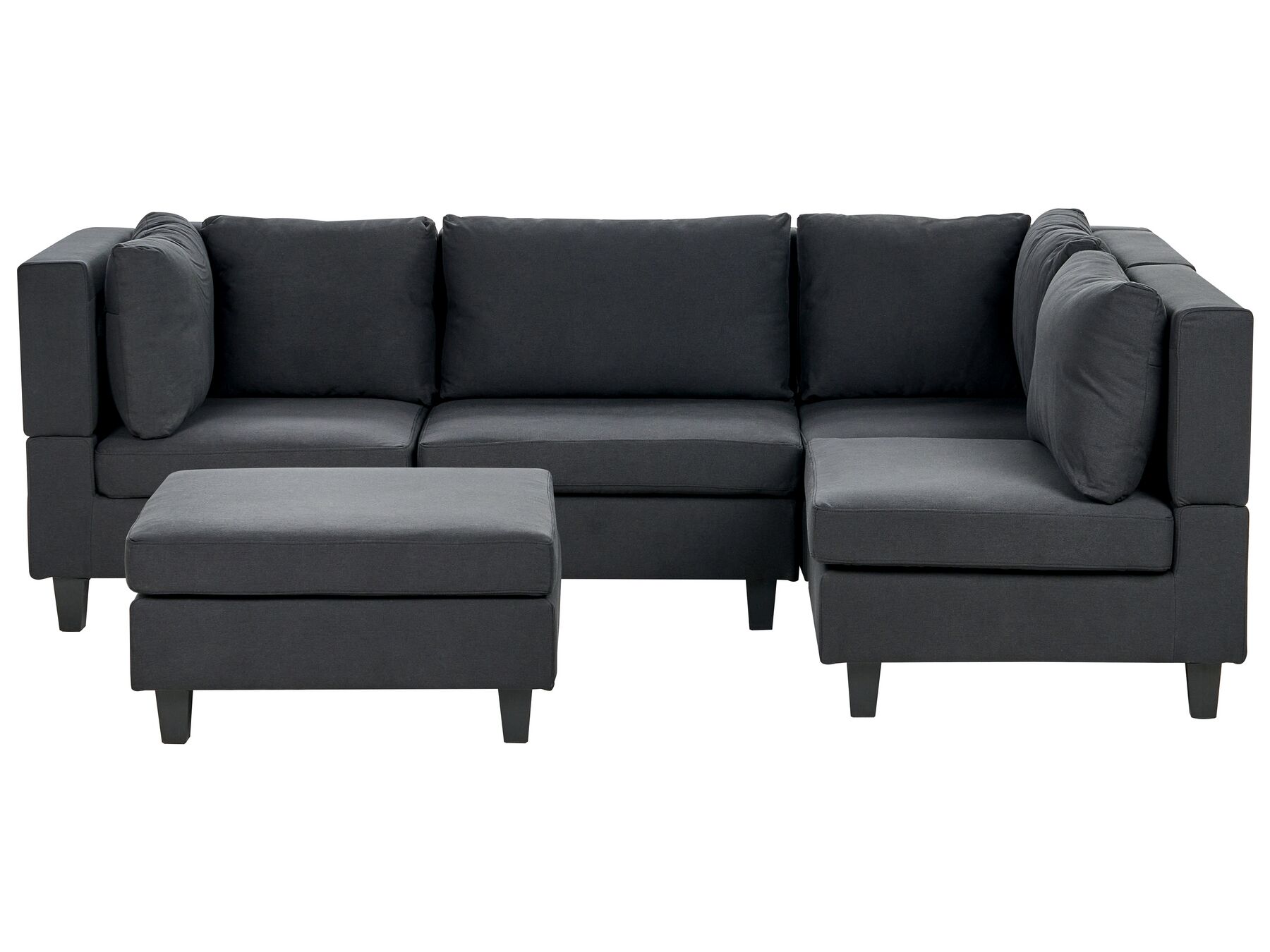 4 Seater Left Hand Modular Fabric Corner Sofa with Ottoman Black UNSTAD_924755