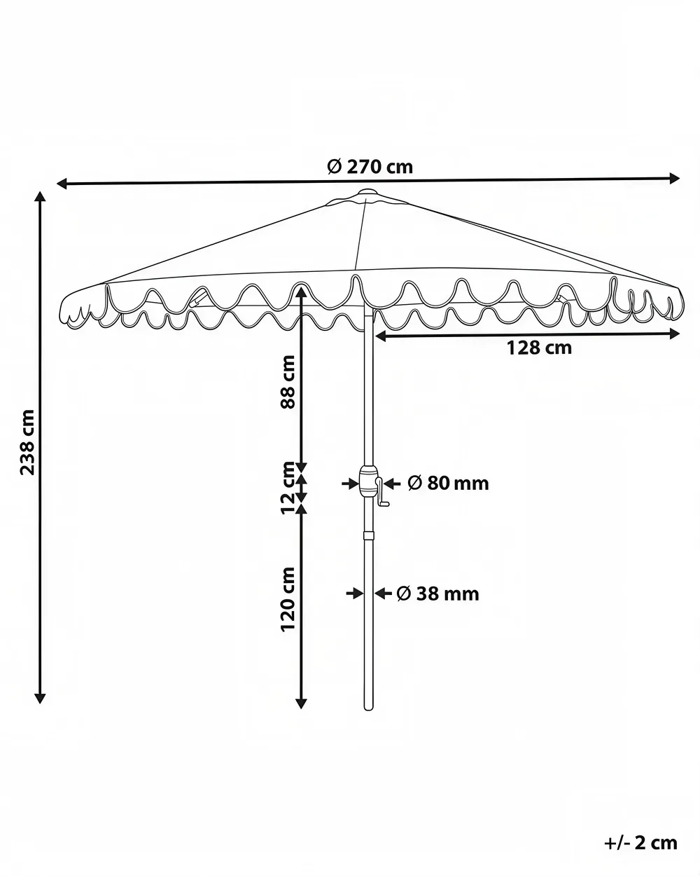 Parasol ogrodowy 270 cm ISOLOTTO Beżowy_1020779