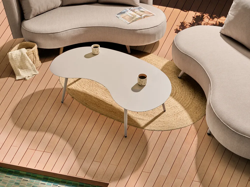 Garden Coffee Table PARORI 65 cm 130 cm Metal Beige