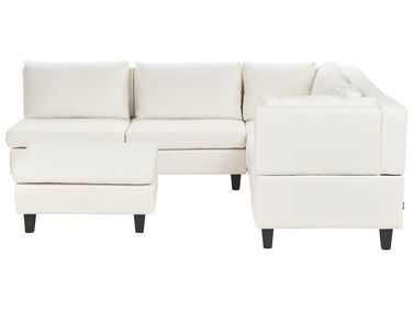 5-Sitzer Ecksofa Leinenoptik cremeweiss linksseitig mit Ottomane UNSTAD