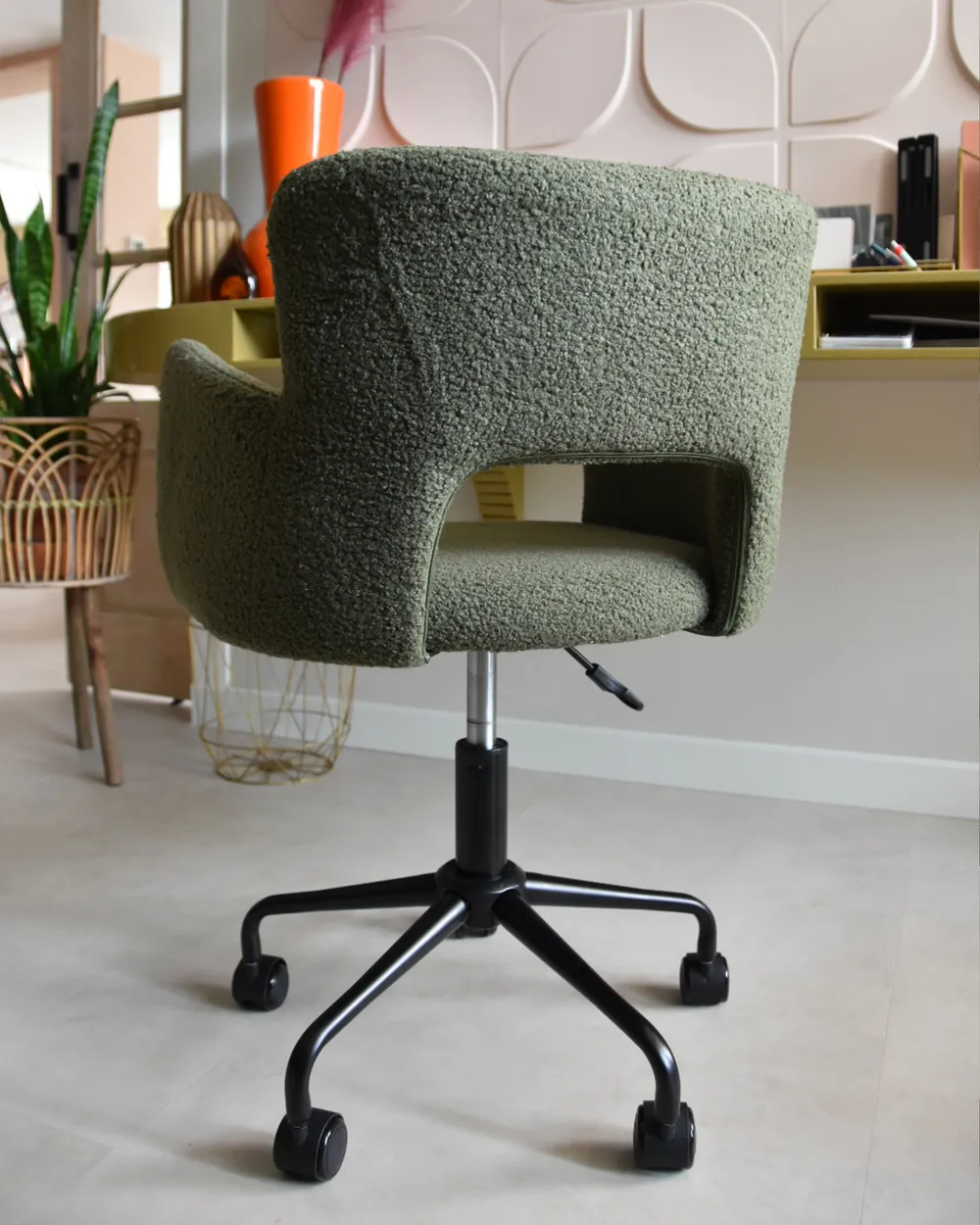 Fauteuil De Bureau Rétro Réglable En Hauteur,chaise De Bureau En Bois Pivotante Avec Fonction Inclinaison Noir 75120684