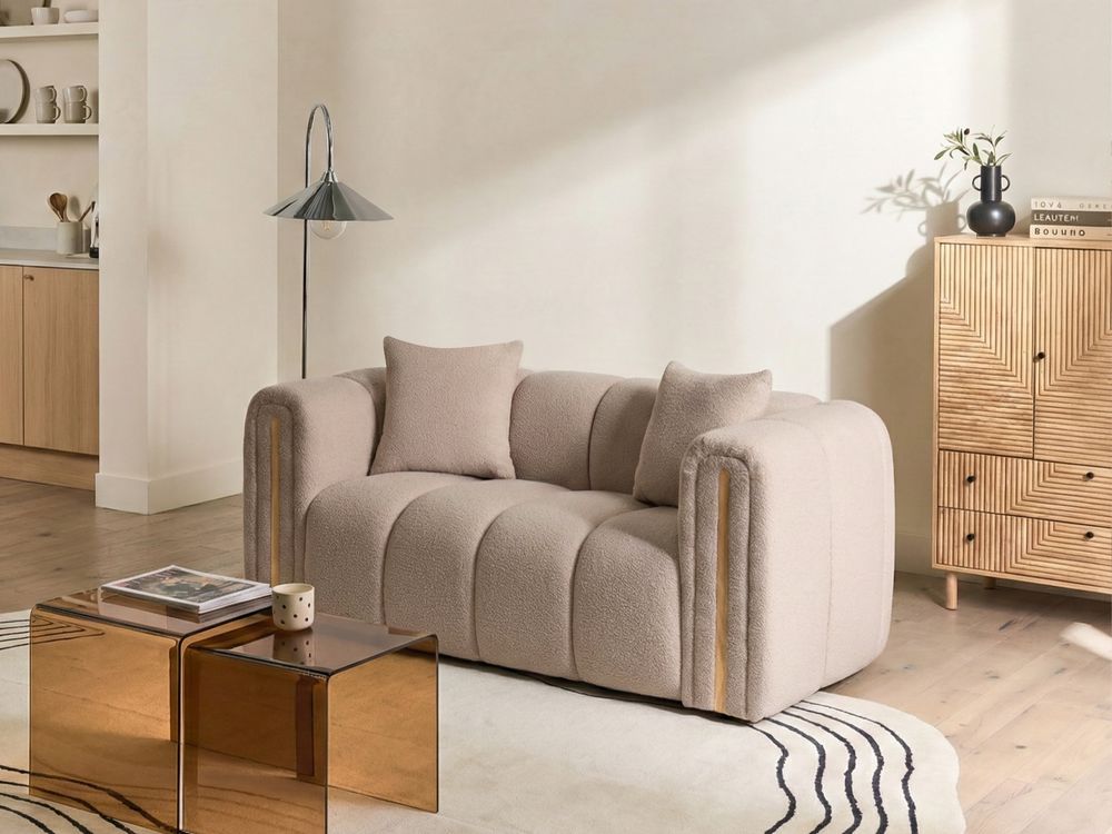 Sofá 2 plazas MORSIL Bouclé Beige