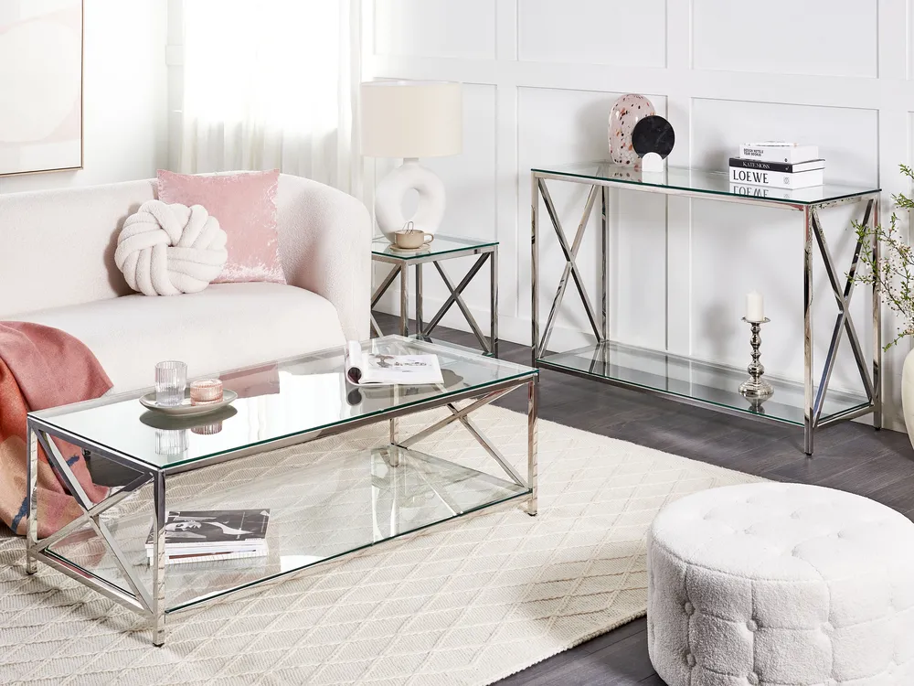 Side Table AUDET Tempered Glass Silver_857912