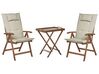 Acacia Wood Bistro Set Dark with Taupe Cushions AMANTEA_880313