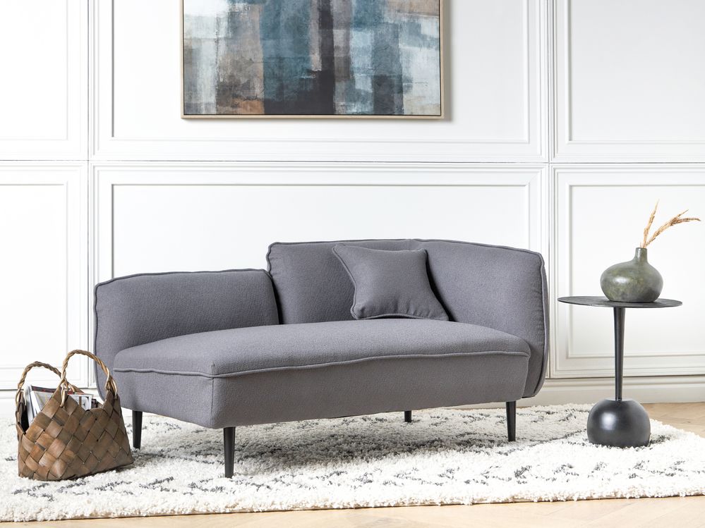 Right-Hand Chaise Longue CHEVANNES Boucle Dark Grey
