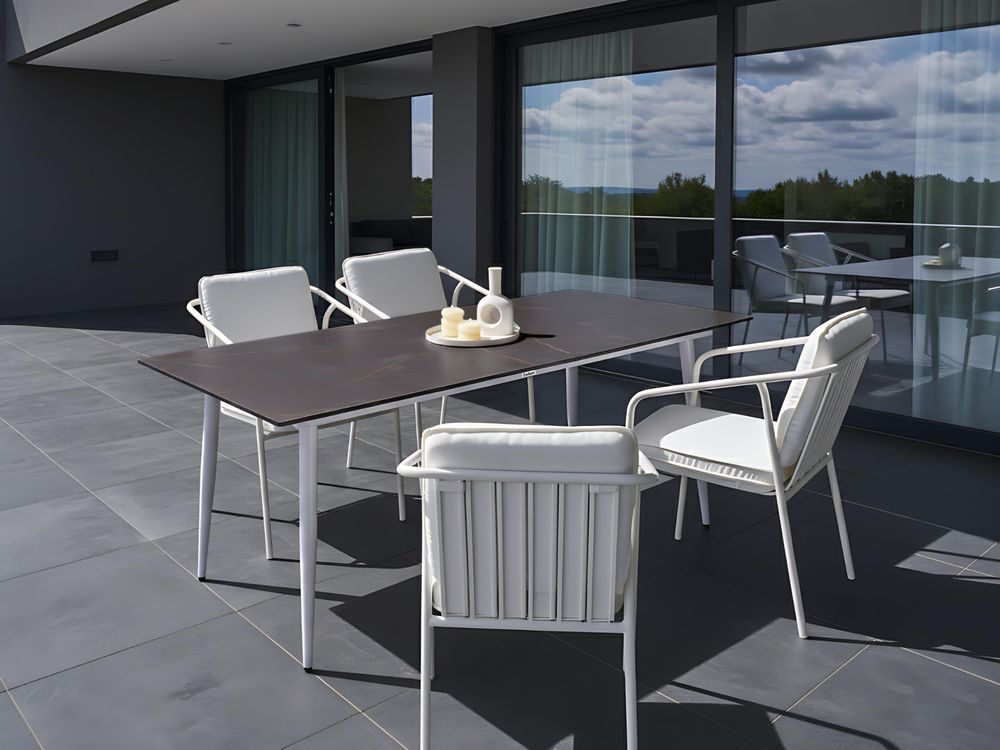 Table de salle à manger de jardin TOLENTINO 180 cm 90 cm Effet marbre Marbre gris