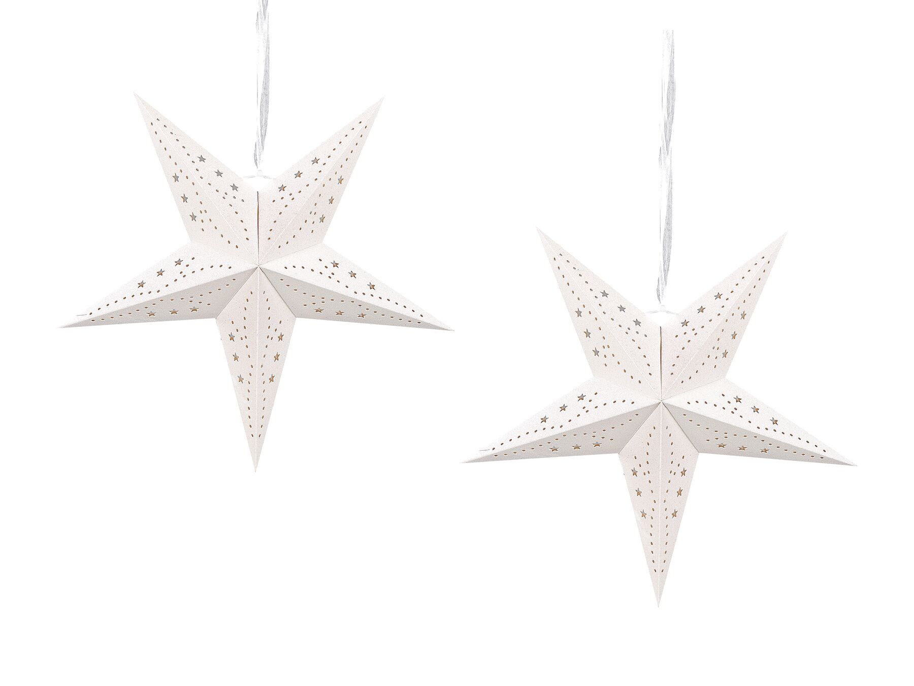 Lot de 2 étoiles décoratives LED 45 cm en papier brillant blanc MOTTI_835508