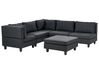 5 Seater Modular Fabric Corner Sofa with Ottoman Black UNSTAD_924813
