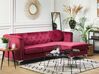 Left Hand Velvet Corner Sofa Burgundy FLEN _768263