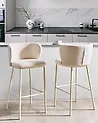 Set of 2 Bar Chairs MINA II Boucle Light Beige
