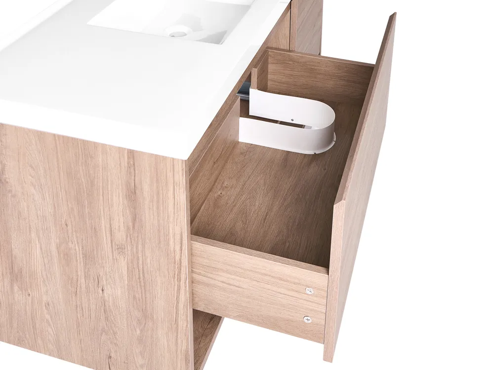 Wall Mounted Vanity Unit with Basin UMAYO Light Brown_1019847