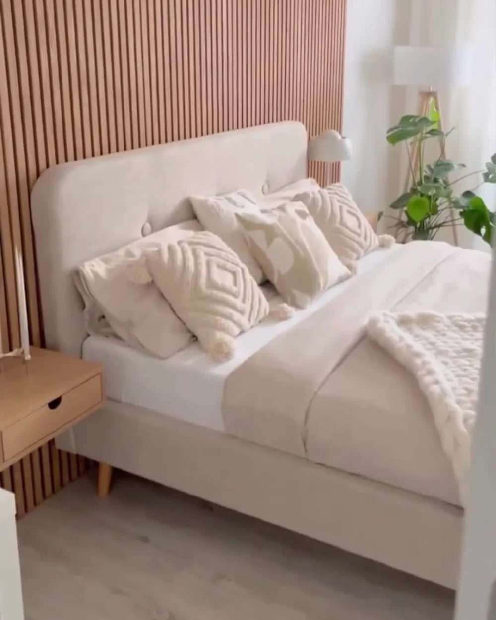 Letto Tessuto RENNES 140 x 200 cm Beige chiaro_1170068