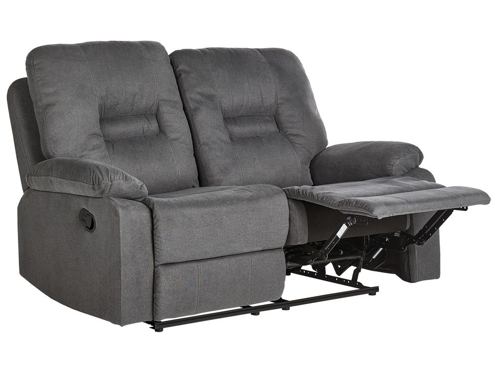 2 Seater Fabric Manual Recliner Sofa Grey BERGEN II Beliani.cz