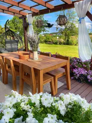 Garden Dining Set 6 Seater LIVORNO Acacia Wood Brown_831943