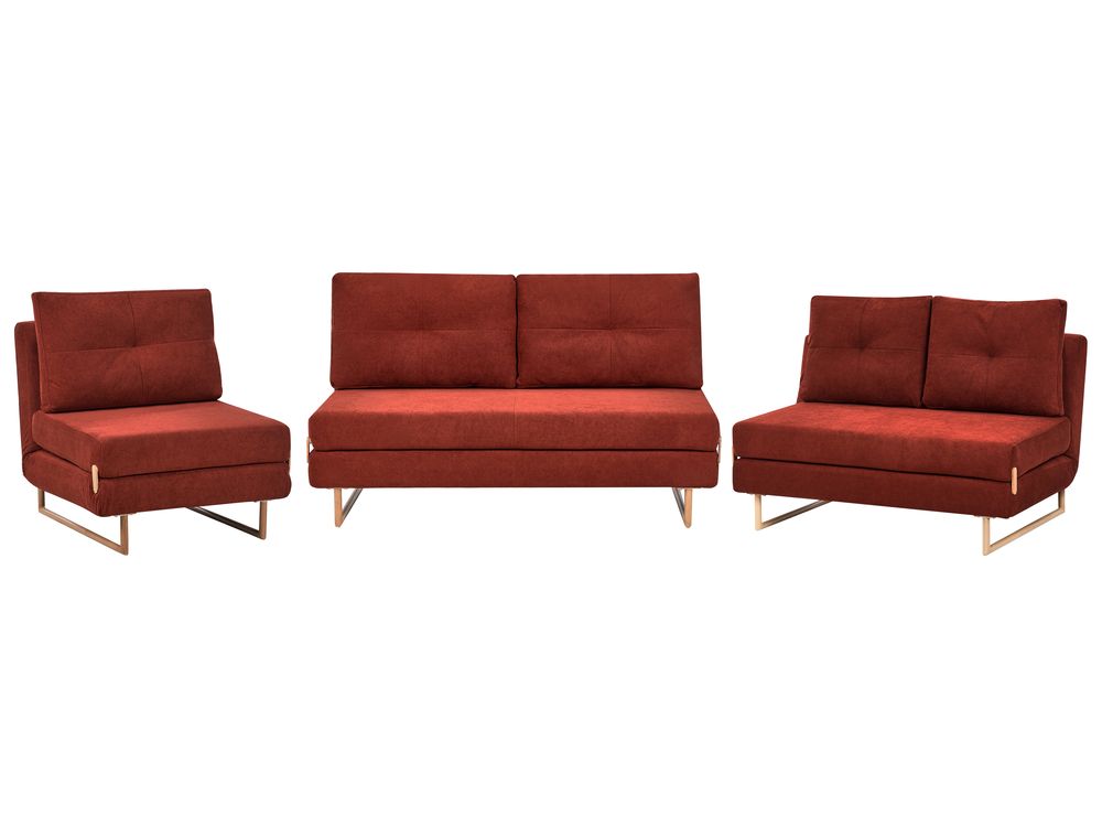 Ensemble de salon 6 places JERSLEV Tissu Rouge