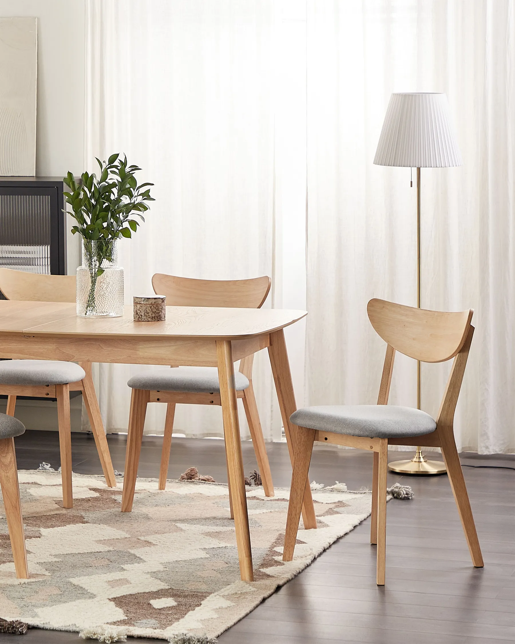 Set of 2 Dining Chairs ERIE Wood Light Brown/ Grey_869137