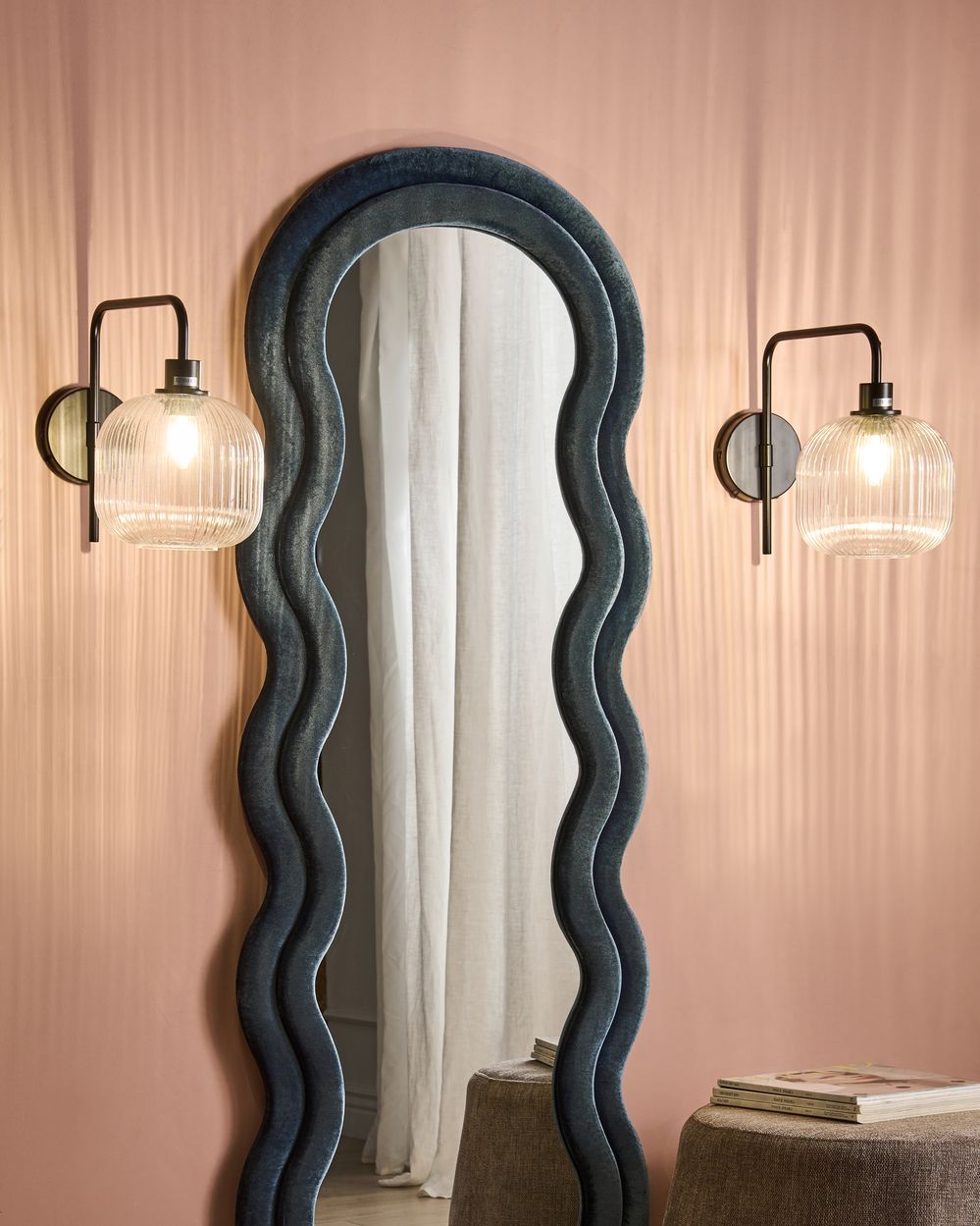 Set of 2 Wall Lamps COMAPALA Metal Black