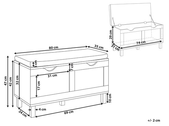 Cuscino Panca Giardino Sunnypillow - 110x60x5 Cm, Rivestimento Rimovibile - Foto 3