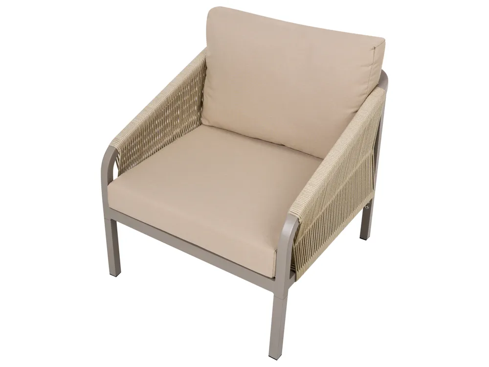 Garden Lounge Set with Table 5 Seater MURATO Metal Beige_1023494